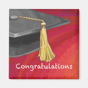 Congratulations Graduate Black and Red Magnet