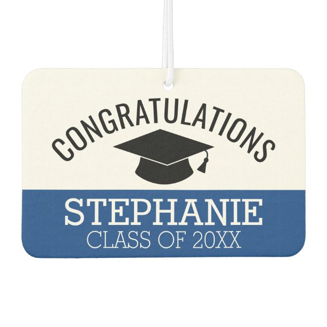Congratulations Graduate - Blue Black Graduation Car Air Freshener (Front)