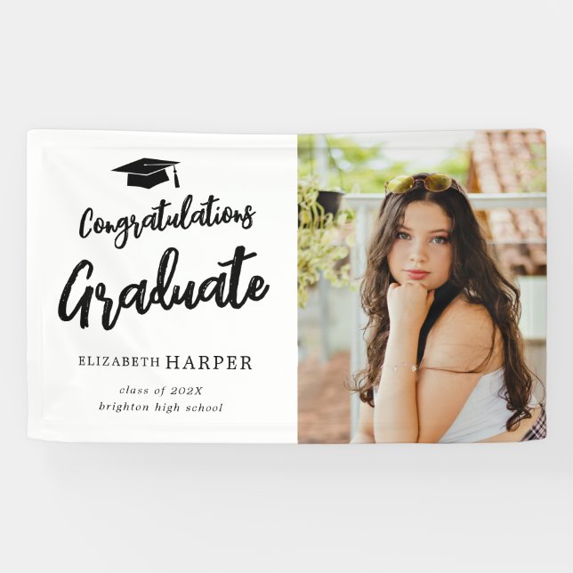 Congratulations Graduate Brush Script Photo Banner (Horizontal)