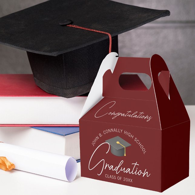 Congratulations Graduate Burgundy Graduation Party Favour Box (Creator Uploaded)