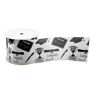 Congratulations Graduate Cap and Diploma Collage Satin Ribbon