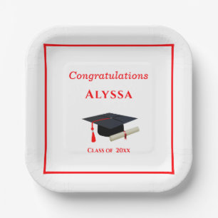 Congratulations Graduate Cap & Diploma Paper Plate