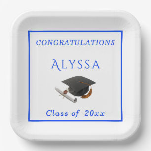 Congratulations Graduate Cap & Diploma Paper Plate