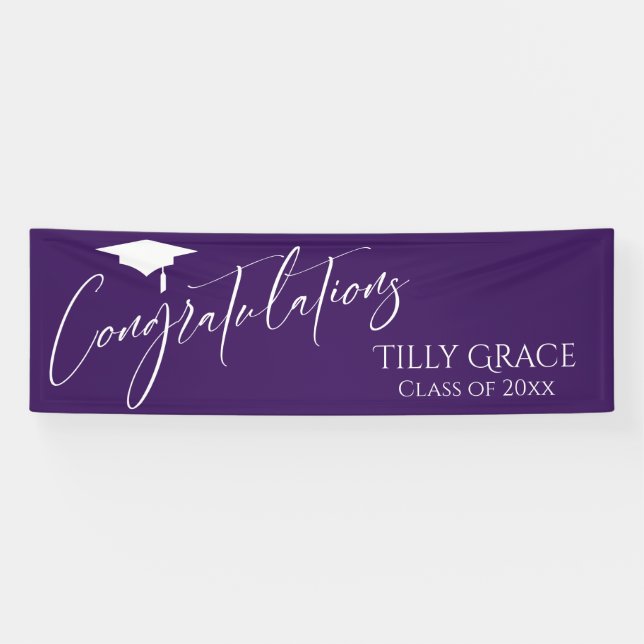 Congratulations Graduate Class of Bright Purple Banner (Horizontal)
