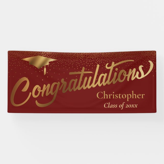 Congratulations Graduate, Class of Gold Burgundy Banner (Horizontal)