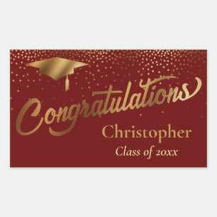 Congratulations Graduate Class of Gold Burgundy Rectangular Sticker