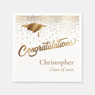 Congratulations Graduate, Class of Gold on White Napkin