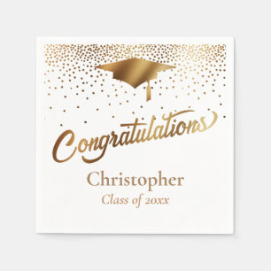Congratulations Graduate, Class of Gold on White Napkin