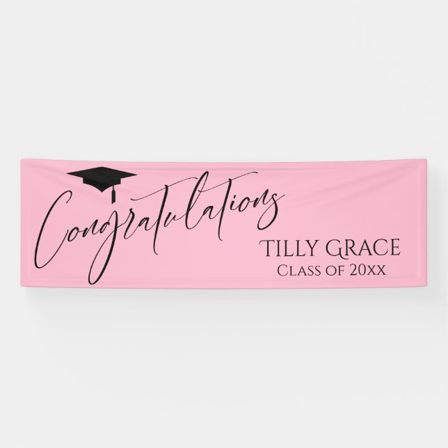 Congratulations Graduate Class of Light Pink Banner (Horizontal)