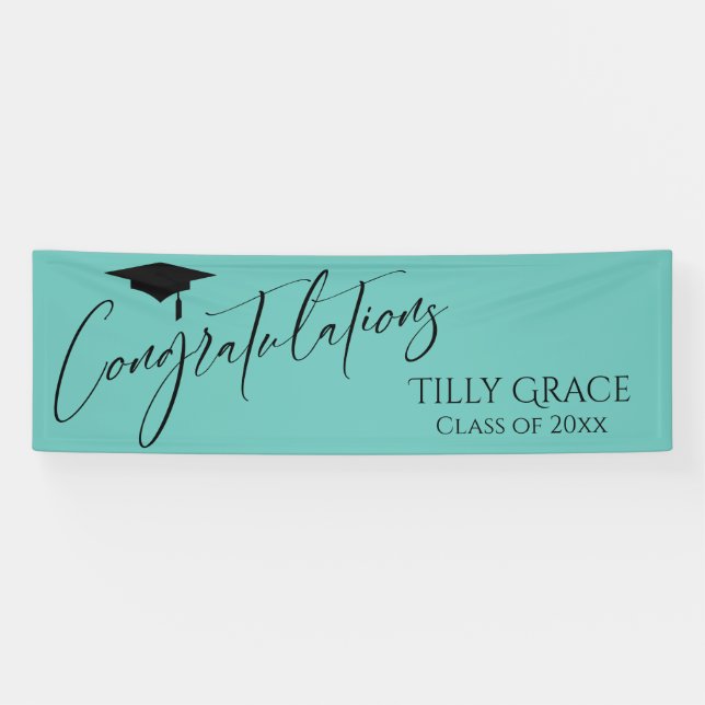 Congratulations Graduate Class of Light Teal Banner (Horizontal)