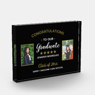 Congratulations Graduate Custom 2 Photo Graduation Block