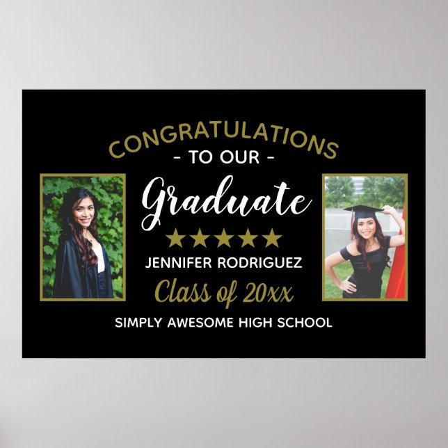 Congratulations Graduate Custom 2 Photo Graduation Poster (Front)
