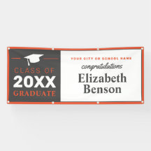 Congratulations Graduate Custom Banner Orange Grey