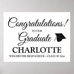Congratulations graduate custom black script text poster