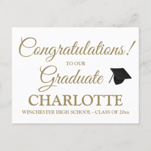 Congratulations graduate custom gold script text postcard