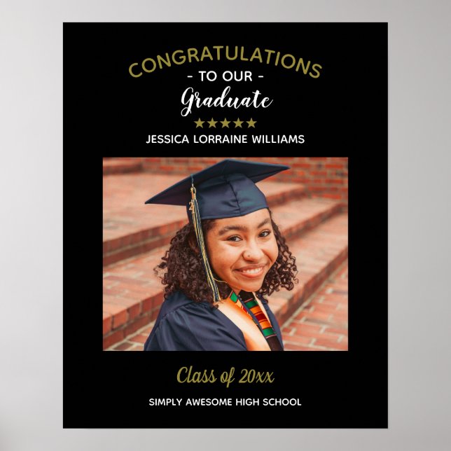 Congratulations Graduate Custom Photo Graduation Poster (Front)