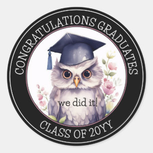 Congratulations Graduate Cute Graduation Owl Classic Round Sticker