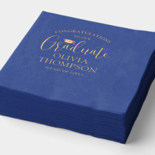 Congratulations Graduate Elegant Royal Blue & Gold Foil Napkins