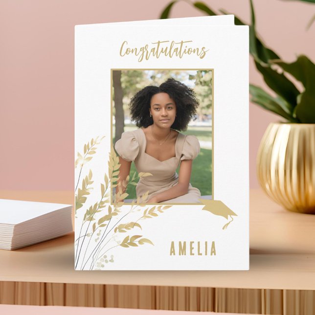 Congratulations Graduate Foliage Graduate Photo Card (Creator Uploaded)