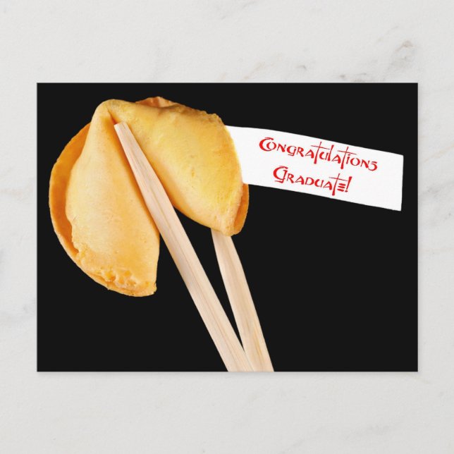 Congratulations Graduate! Fortune Cookie Announcement Postcard (Front)