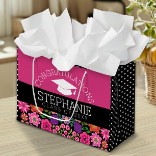 Congratulations Graduate Girly Flowers Graduation Large Gift Bag
