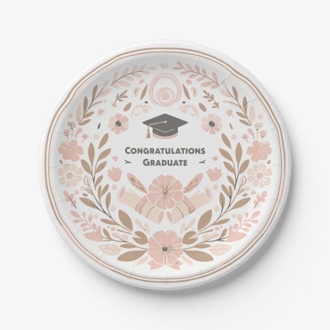 Congratulations Graduate Girly Paper Plate (Front)