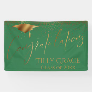 Congratulations Graduate Gold Confetti on Green Banner