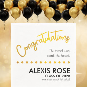 Congratulations Graduate Gold Script Paper Napkin