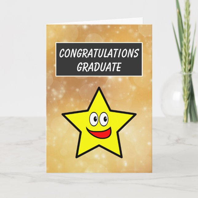Congratulations Graduate Gold Star Graduation Card (Front)