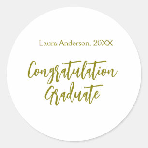 Congratulations graduate golden name class 20XX si Classic Round Sticker