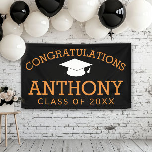Congratulations Graduate Graduation Black Orange Banner
