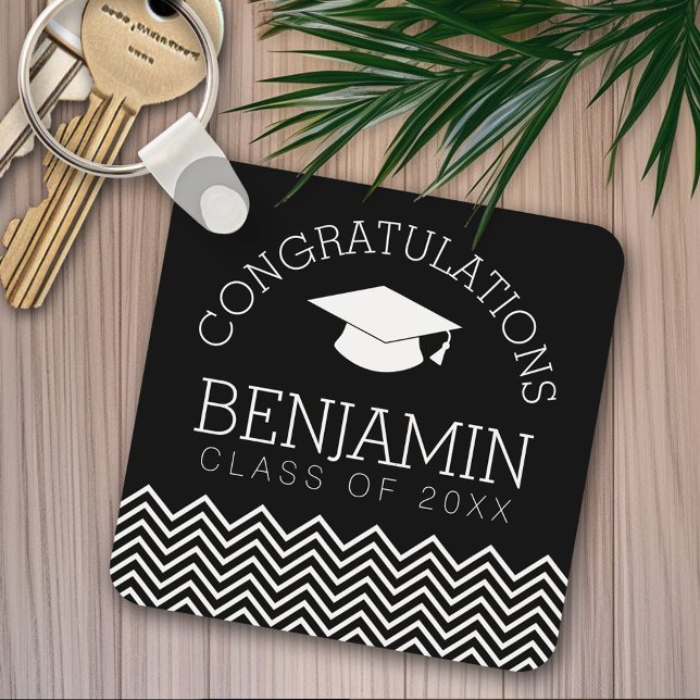 Congratulations Graduate Graduation CAN EDIT COLOR Key Ring (Personalized keychain - Congratulations Graduate)