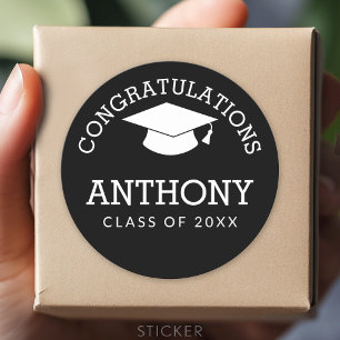 Congratulations Graduate Graduation Cap black Clas Classic Round Sticker
