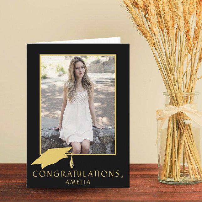 Congratulations Graduate Graduation Cap Photo Card (Creator Uploaded)