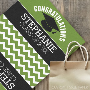 Congratulations Graduate - Green Black Graduation Tissue Paper