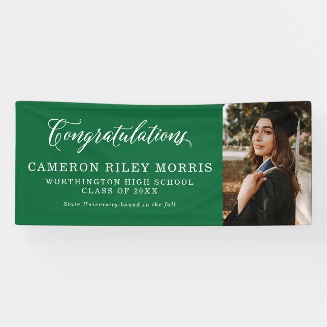Congratulations graduate green graduation photo banner (Horizontal)