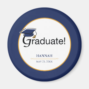 Congratulations Graduate, Hat, Tassel, Blue, Gold Magnet