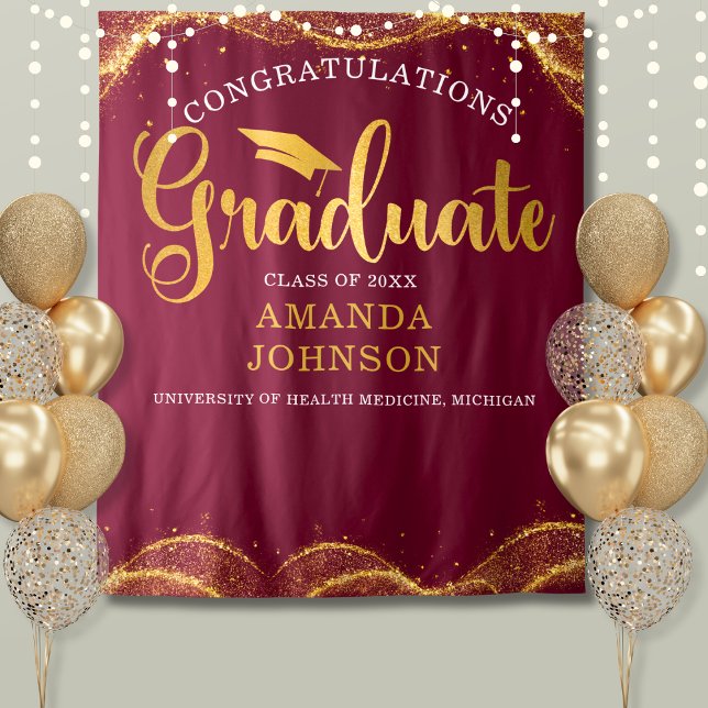 Congratulations Graduate Maroon Gold Graduation  Tapestry (Creator Uploaded)
