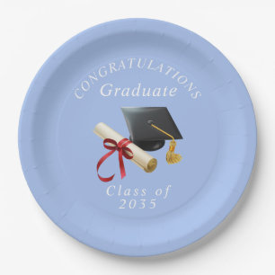 Congratulations Graduate Mortar Board Diploma Paper Plate