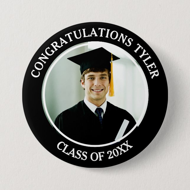 Congratulations Graduate name and photo 7.5 Cm Round Badge (Front)