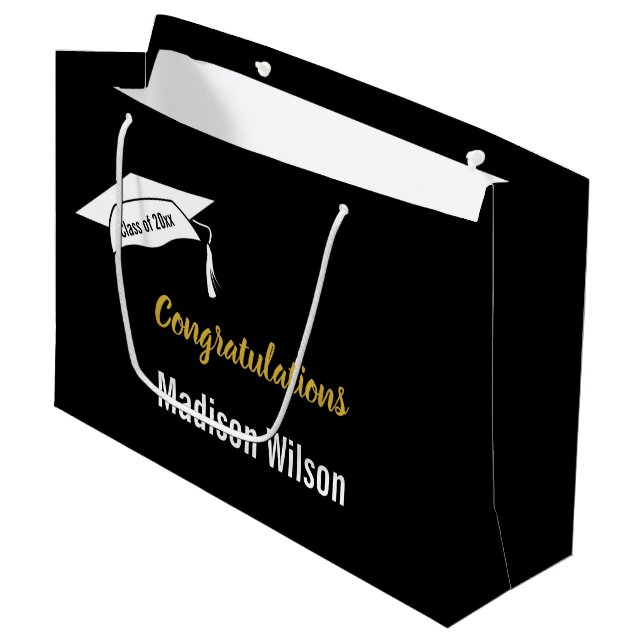 Congratulations Graduate Name Class of 2026 Large Gift Bag (Front Angled)