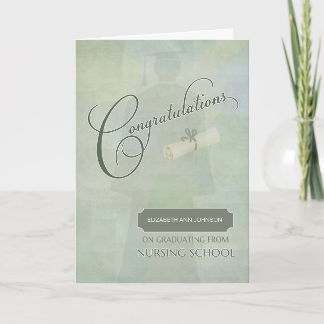 Congratulations Graduate Nursing Degree with Name Card (Front)