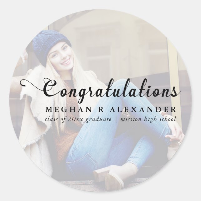 Congratulations Graduate Photo and Name Sticker (Front)