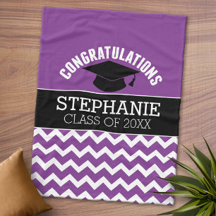 Congratulations Graduate - Purple Black Graduation Fleece Blanket