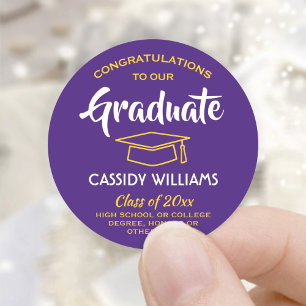 Congratulations Graduate Purple & Gold Graduation Classic Round Sticker