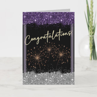 Congratulations Graduate Purple & Silver Sparkle Card