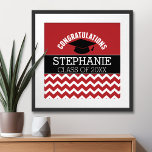 Congratulations Graduate - Red Black Graduation Photo Print<br><div class="desc">Add 2018,  2019 or any year to personalise this whimsical design. This can be used for any graduate - high school,  college,  grad school,  med school or even trade school.</div>