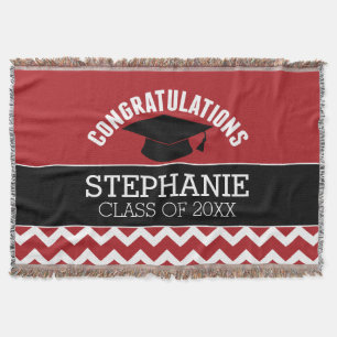Congratulations Graduate - Red Black Graduation Throw Blanket