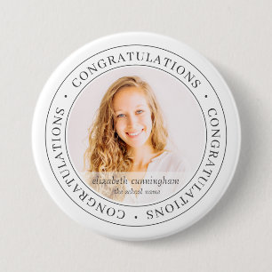 Congratulations Graduate Simple Modern Photo 7.5 Cm Round Badge