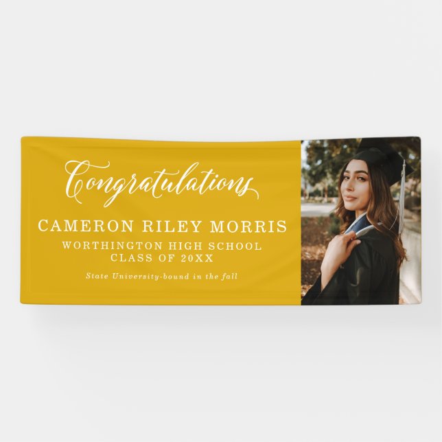 Congratulations graduate simple yellow graduation banner (Horizontal)